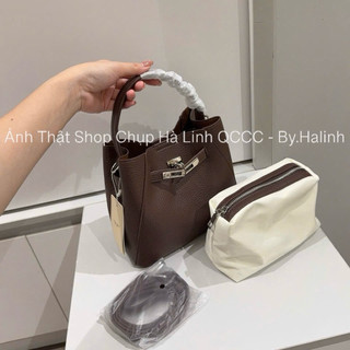 Set Túi Chio Dáng Giỏ Xách Kèm Quai Đeo Chéo Khoá Xoay HS347