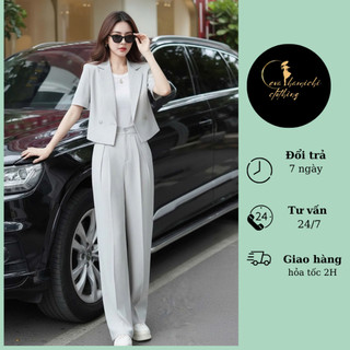 Set áo quần vest croptop thiết kế công sở sang trọng EVa hamichi