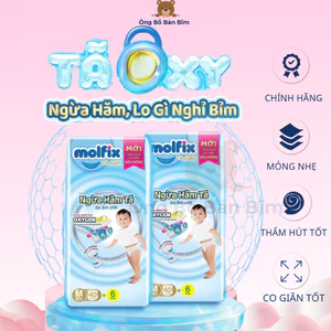 Tã/bỉm quần Molfix Oxygen giúp Ngừa Hăm Tã size M40,L36,XL32,2XL28+6 miếng bỉm mòng 2mm