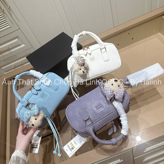 Túi Trống Chio BST Mới Da Lộn Kèm Charm Gấu Nơ Kẻ HS375