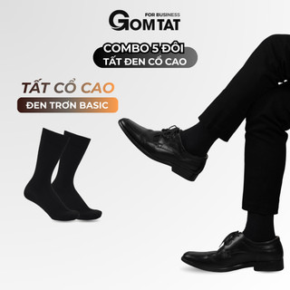 Hộp 5 đôi tất nam cổ cao màu đen GOMTAT, vớ đen cao cổ basic cotton thoáng khí - TAY-FIVE-2008-CB5