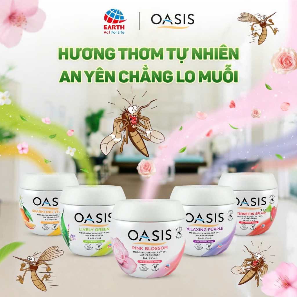 Combo 2 sáp Thơm Đuổi Muỗi Oasis 6 Mùi - Khử Mùi Dịu Nhẹ, Làm Thơm Không Gian, Nhiều Hương Thơm (180g)