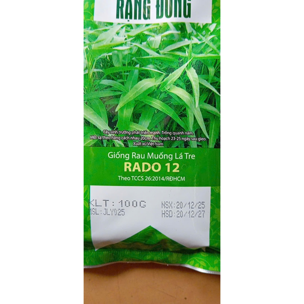 HẠT GIỐNG RAU MUỐNG LÁ TRE RADO 12 ( gói 100gr) - CHÍNH HÃNG TRANG NÔNG ( DATE LUÔN MỚI NHẤT)