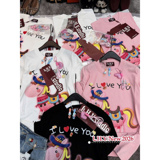 Áo thun chất cotton 4c form rộng tay lỡ - Ngựa Horse i love you