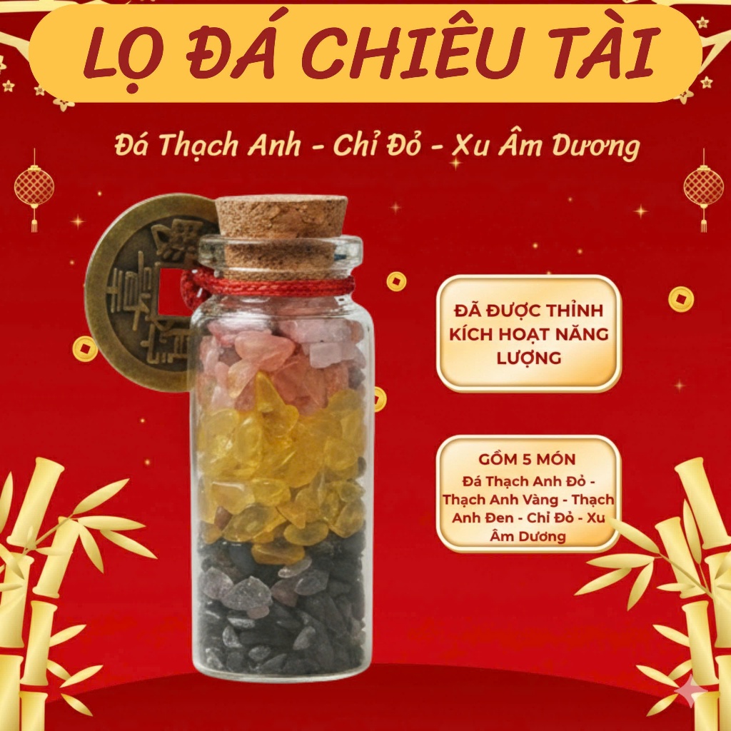 Đá năng lượng, đá phong thủy kèm xu Ngũ Đế, xu Âm Dương may mắn, thanh lọc mang lại năng lượng tốt.