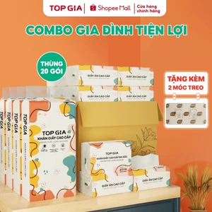 Thùng 20 gói giấy ăn và 4 bịch giấy rút cao cấp TopGia mềm mịn, thấm hút