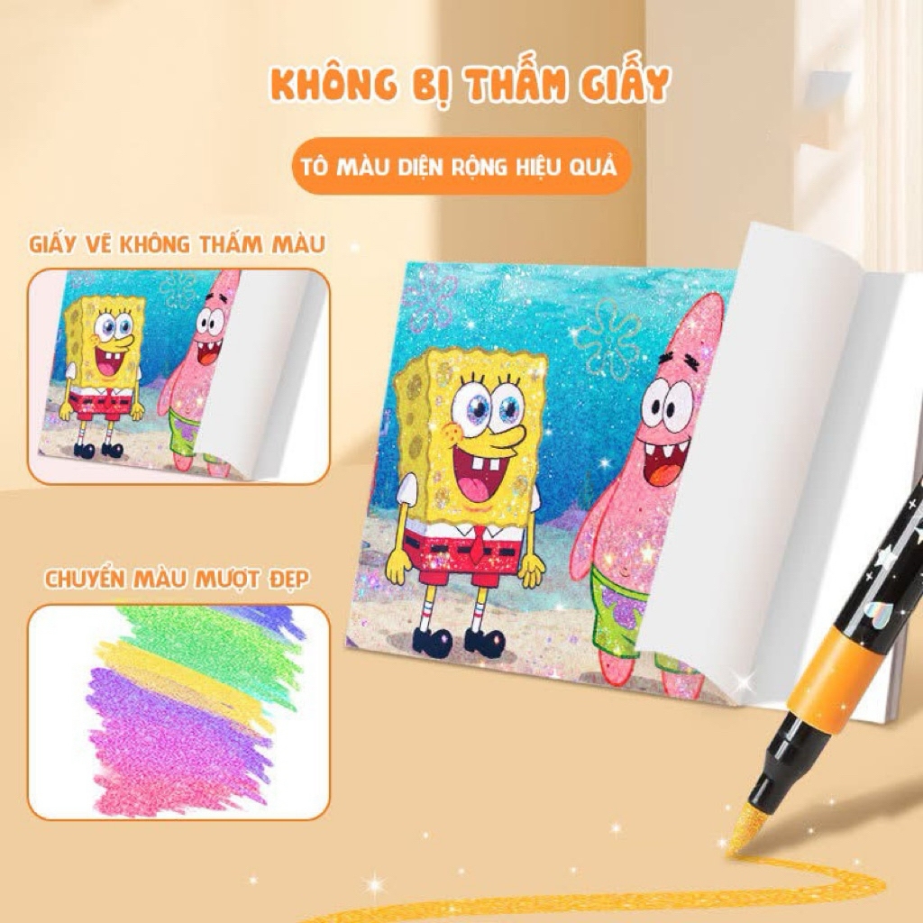 Hộp 48 bút màu nhũ lấp lánh cho bé - Bộ bút tô màu kim tuyến kèm hộp đựng, Bút vẽ lấp lánh nghệ thuật siêu xinh