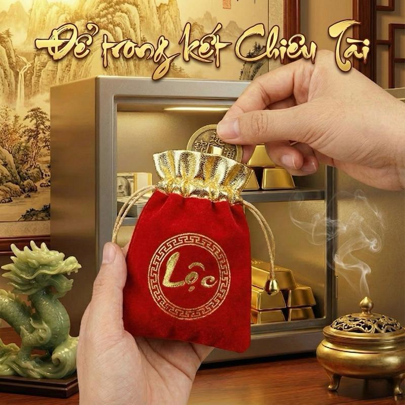 Đồng xu Ngũ Đế, xu phong thuỷ Lộc Tụ Các chiêu tài tăng vận khí thu hút may mắn