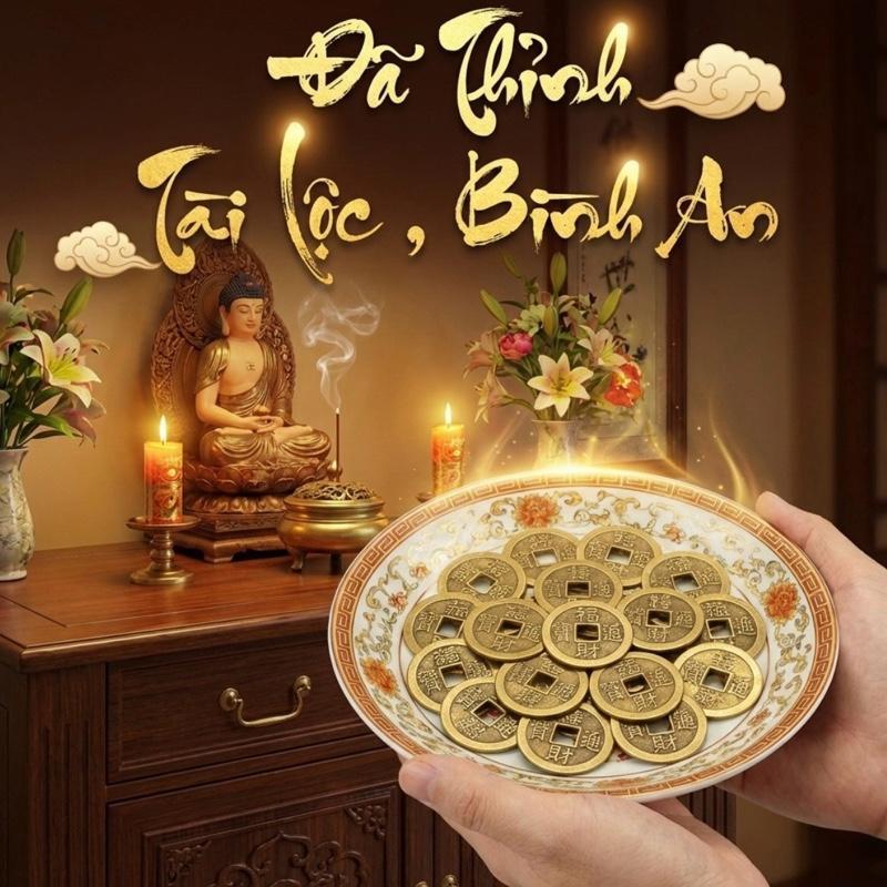 Đồng xu Ngũ Đế, xu phong thuỷ Lộc Tụ Các chiêu tài tăng vận khí thu hút may mắn