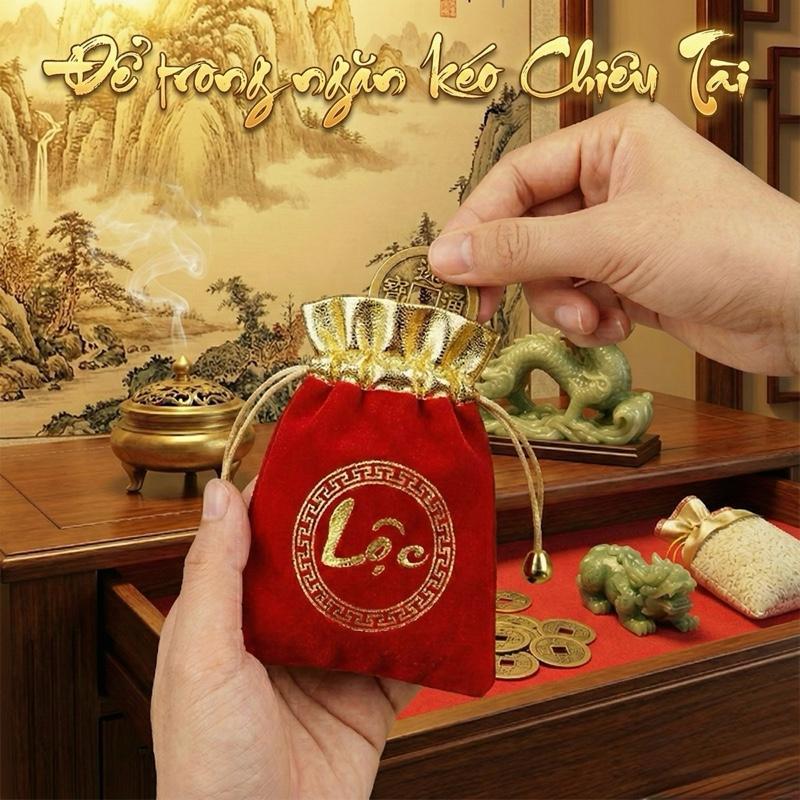 Đồng xu Ngũ Đế, xu phong thuỷ Lộc Tụ Các chiêu tài tăng vận khí thu hút may mắn