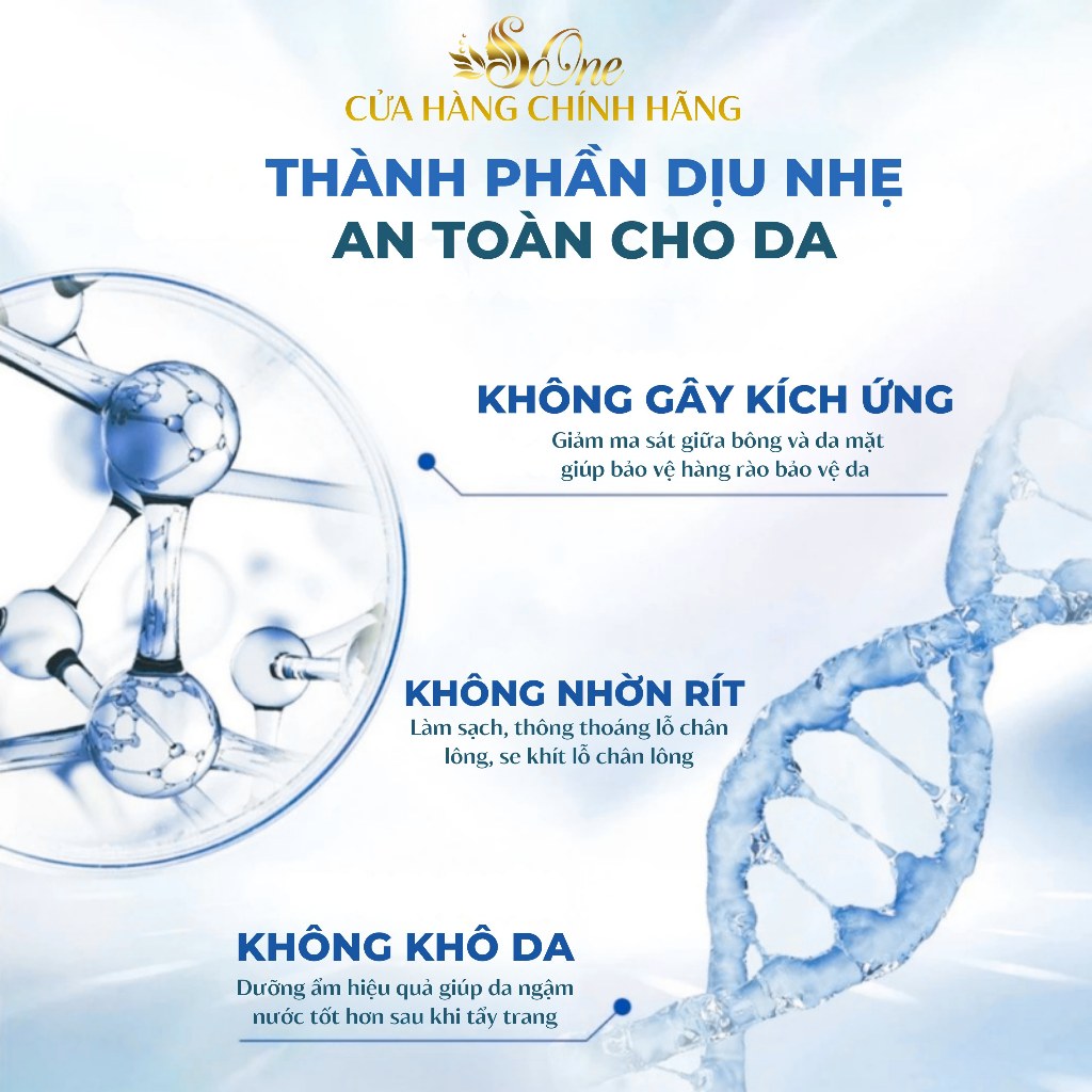 Nước Tẩy Trang SoOne Làm Sạch Tươi Mát Da,Không Cồn,Parapen,Hương Liệu Micellar Water Xanh Nhạt390ml