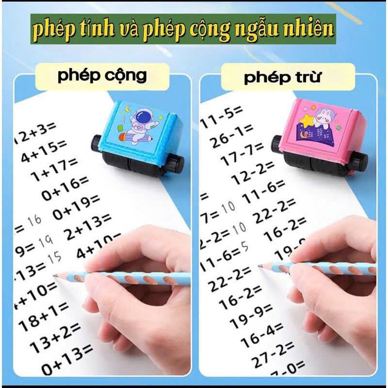 Con lăn tạo phép tính cộng trừ nhân chia, tạo ra bài tập cho bé học toán, giúp ba mẹ nhàn hơn
