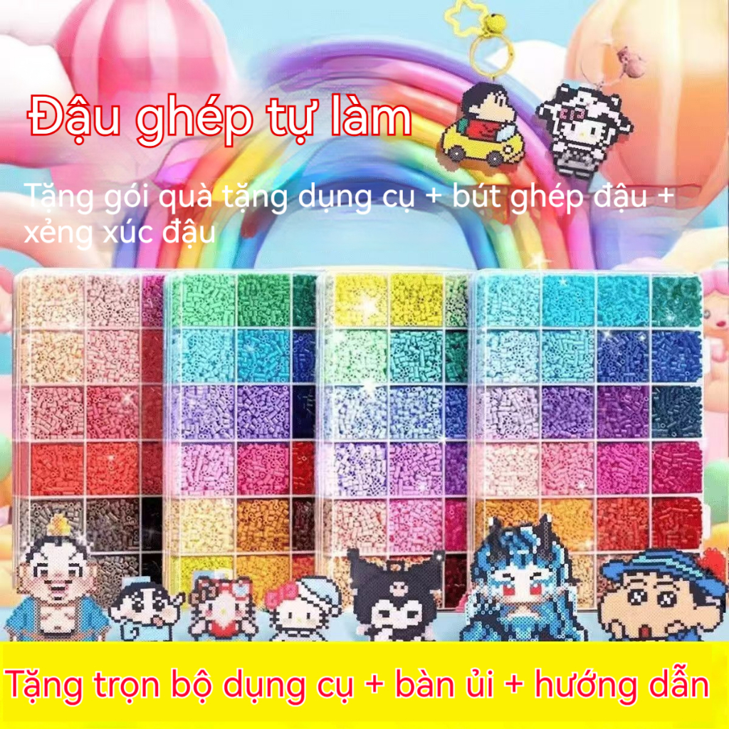 Bộ dụng cụ đầy đủ Hạt Perler 24 màu, 8400+ chiếc, Đồ chơi ủi nhiệt ghép hình pixel thủ công, Quà tặng thủ công cho trẻ