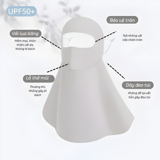 Khẩu Trang Chống Nắng Full Mặt Dài Chống UV MAISON Chất Liệu Lụa Băng Mịn Mát, Thoáng Khí