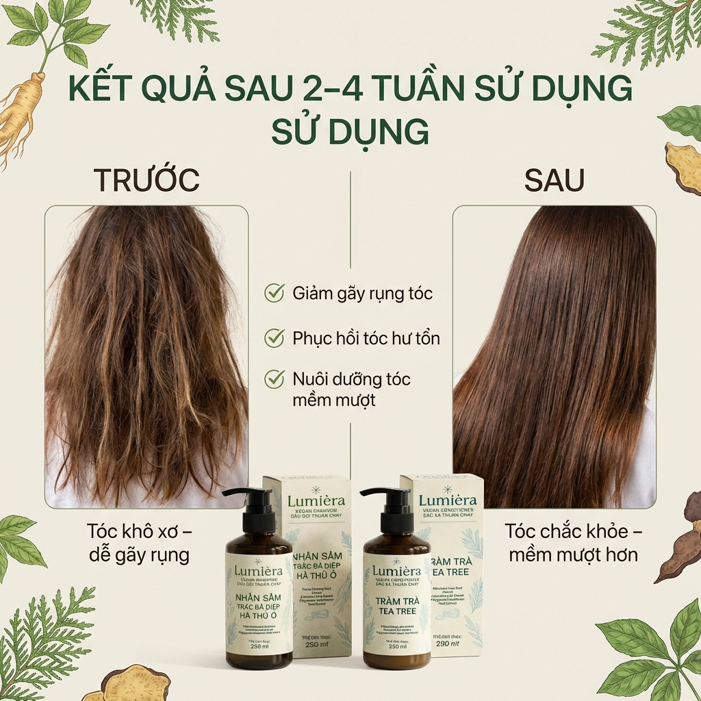 [ Lumièra ] Dầu Gội Thuần Chay Trắc Bách Diệp Không Silicone, Sạch Da Đầu, Giảm Rụng Tóc, 250ml