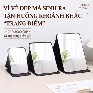 Gương trang điểm khung da PU dạng đứng gấp gọn tiện lợi 3 size