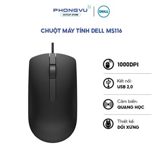 Chuột máy tính Dell MS116 (Đen) (Bảo hành 12 tháng)