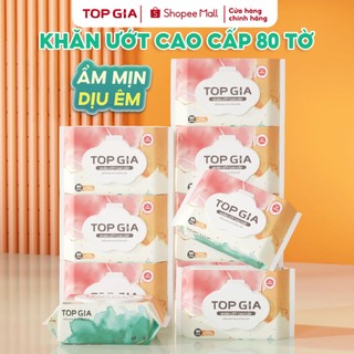 [MỚI] Khăn ướt cao cấp Topgia 80 tờ mềm mại, không mùi không parabens dành cho em bé
