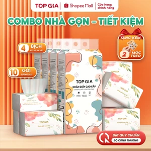 Thùng 10bịch giấy ăn sương mai bịch lớn và 4 bịch giấy rút TopGia cao cấp