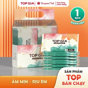 Khăn ướt mini cao cấp TOPGIA túi 10 gói 8 tờ mềm mại, không mùi không parabens