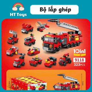 Bộ mô hình đồ chơi lắp ráp xếp hình 10in1 mini 3D các loại xe oto HT Toys