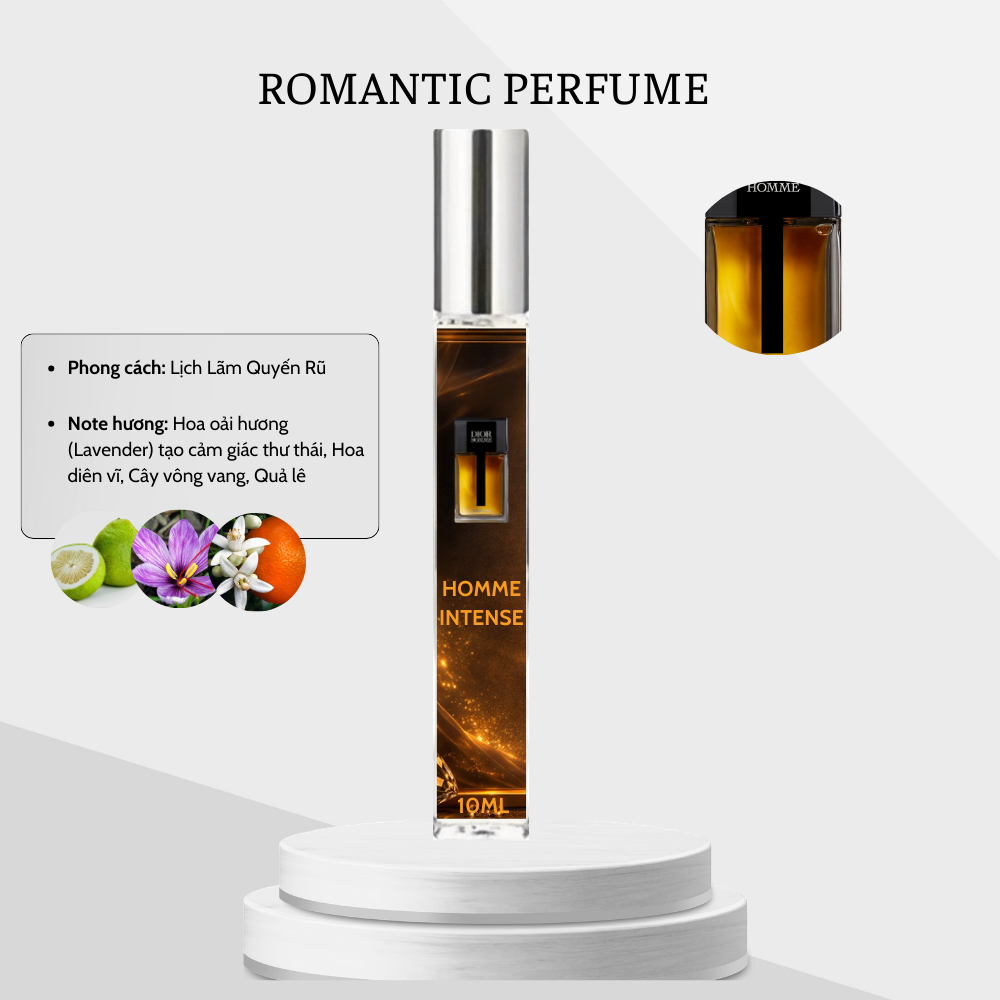 Nước hoa nam Romantic HOMME INTENSE EDP 10ml – Hương gỗ sâu lắng, quyến rũ, lịch lãm