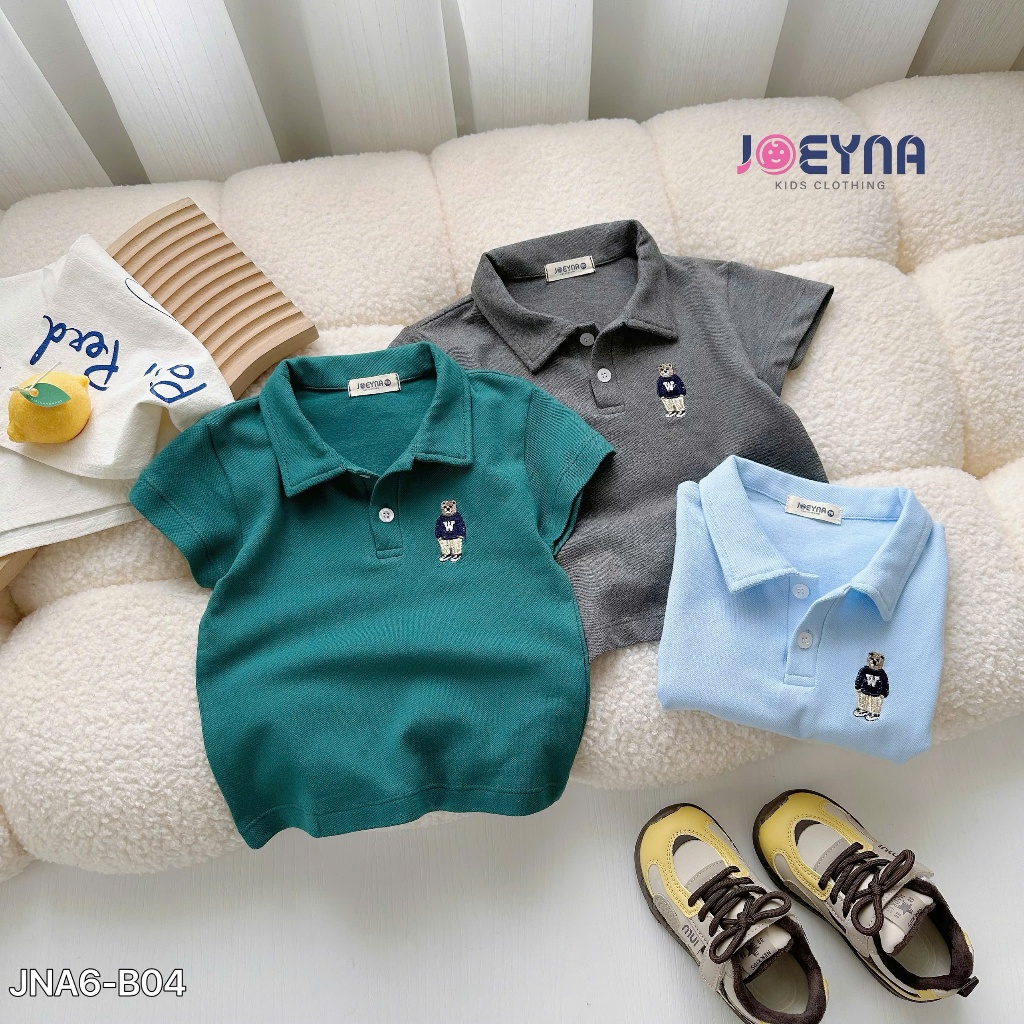 Bộ polo cộc Joeyna B04 thêu gấu cho bé 8-23kg