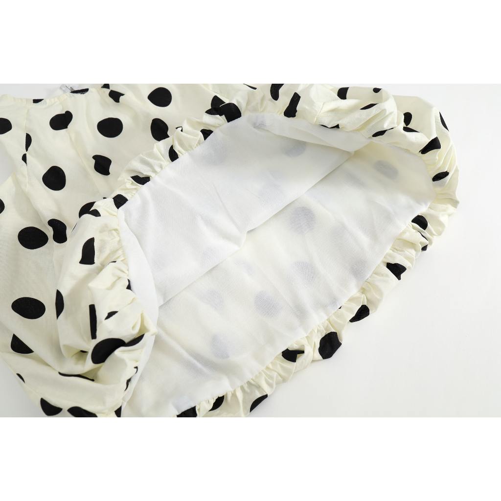 Váy Cho Bé Gái, Váy Bí Chấm Bi Cho Bé Gái Chất Liệu Cotton Mềm Mại Phong Cách Dễ Thương