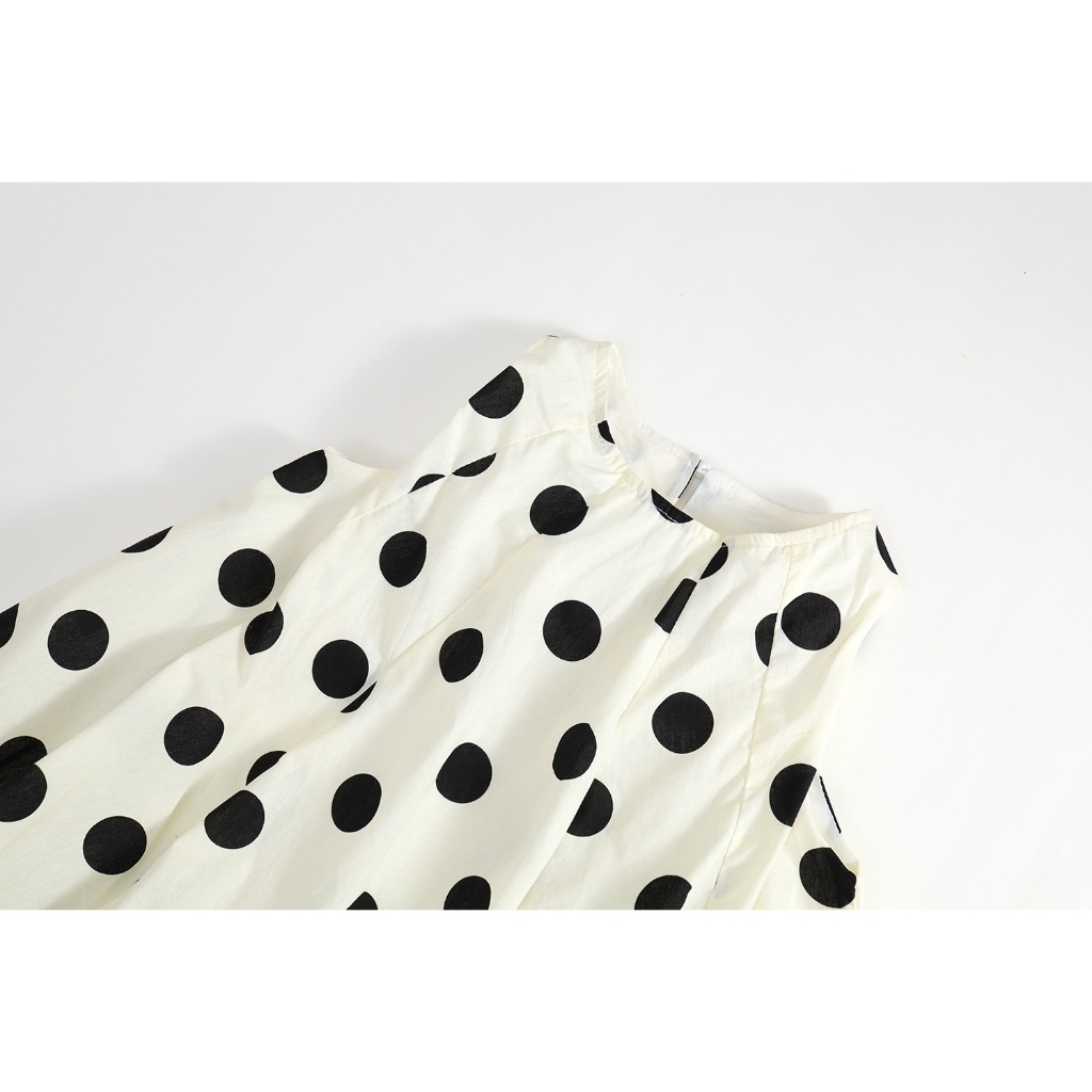 Váy Cho Bé Gái, Váy Bí Chấm Bi Cho Bé Gái Chất Liệu Cotton Mềm Mại Phong Cách Dễ Thương