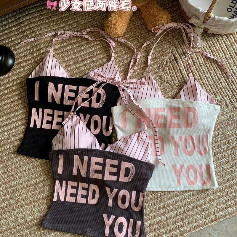 Set áo quây và bra I NEED YOU cá tính năng động cho mùa hè SET001 - Tiktik
