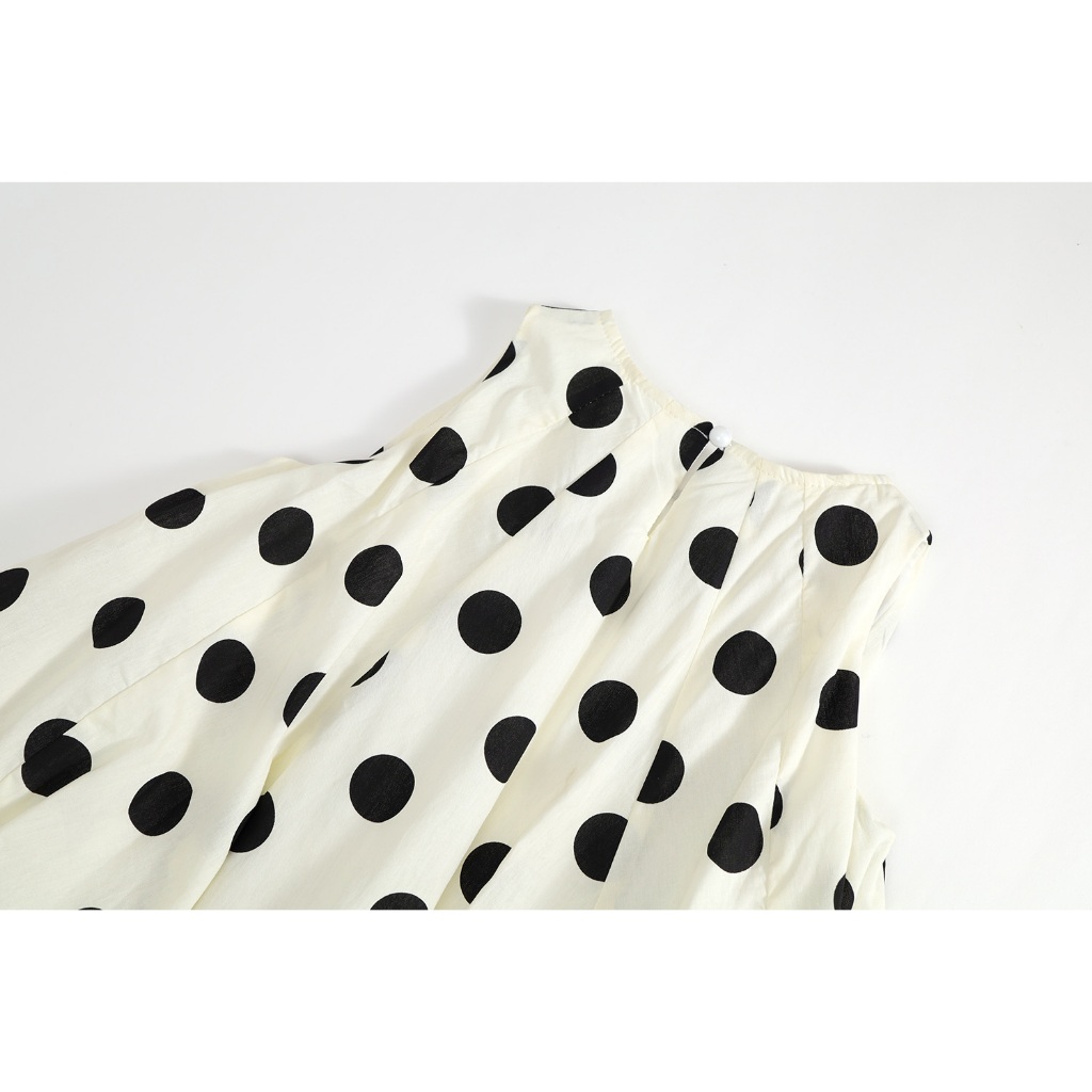 Váy Cho Bé Gái, Váy Bí Chấm Bi Cho Bé Gái Chất Liệu Cotton Mềm Mại Phong Cách Dễ Thương