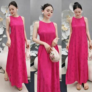 Váy suông sát nách dáng dài màu trơn basic, Váy lụa dáng suông maxi đi biển, Đầm ba lỗ có túi sang chảnh VD03 - BIATON