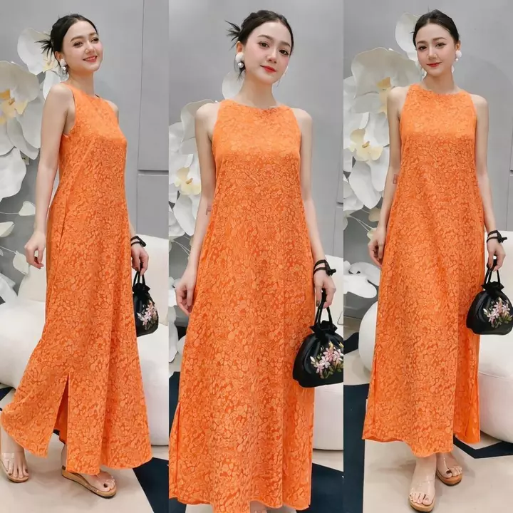 Váy lụa nữ suông trơn, váy ba lỗ chữ a dáng dài, váy sát nách dáng suông đi biển, mặc hè thoải mái chất lụa VD03- ROWMAN