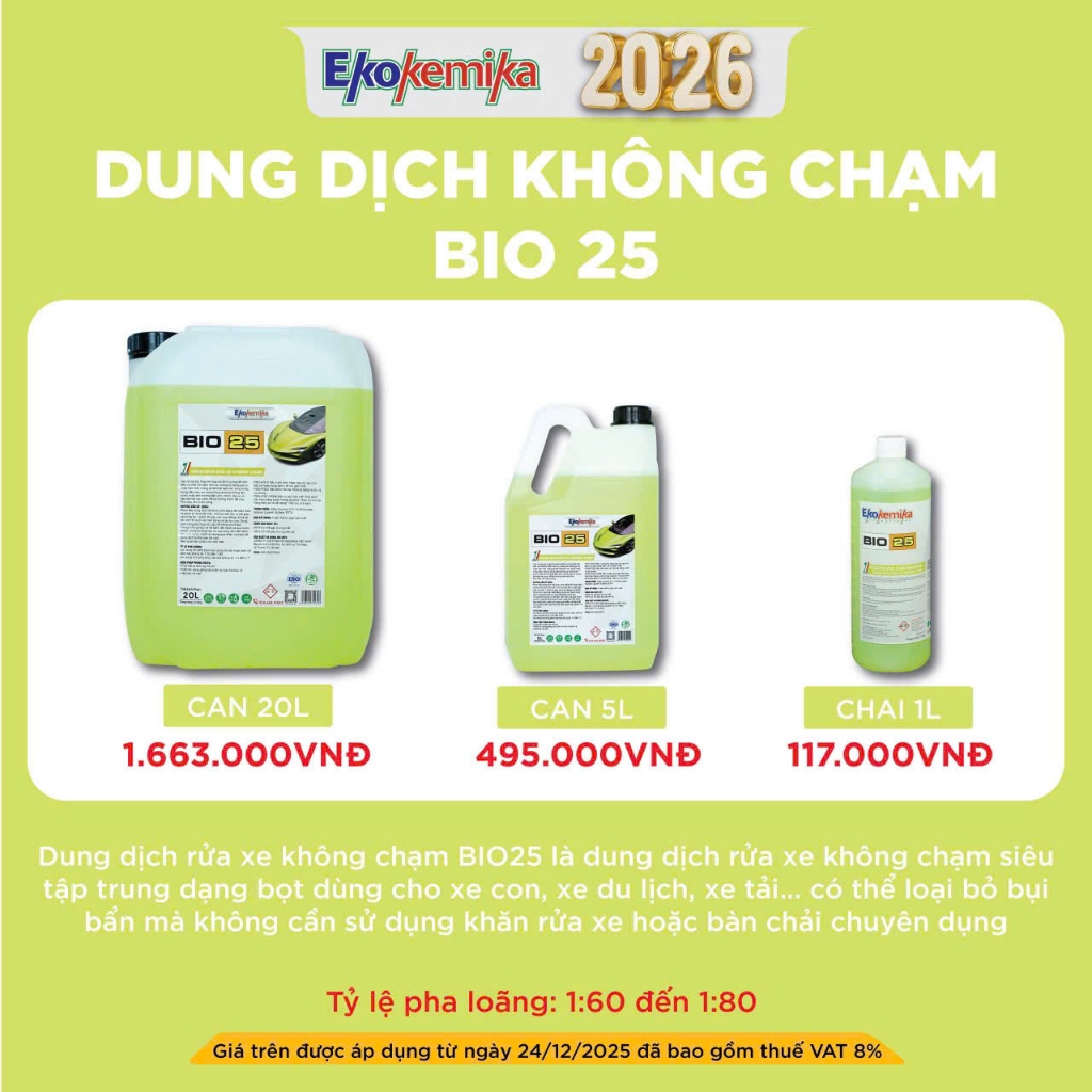 NƯỚC RỬA Ô TÔ VÀ XE MÁY KHÔNG CHẠM BIO 25-5L