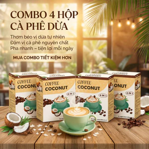 Cà Phê Phê Dừa Coconut Ít Đường ( hộp 10 gói x 12gr/ 1 gói)