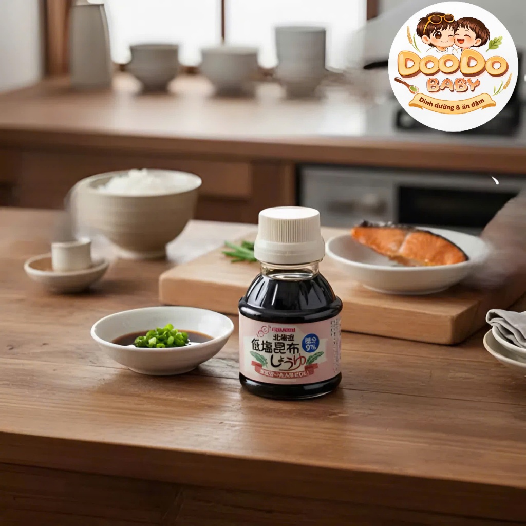 Nước Tương Tảo Bẹ Giảm Muối Ăn Dặm Kids & Mama Cho Bé (100ml)