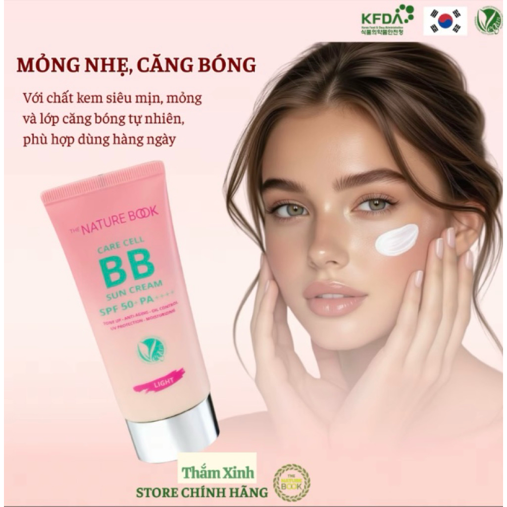 Kem Nền BB Chống Nắng Thuần Chay 2 chỉ số chống nắng SPF50, PA++++ Nature Book Chính Hãng 50ml