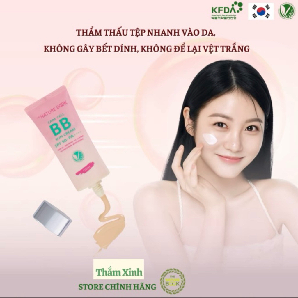 Kem Nền BB Chống Nắng Thuần Chay 2 chỉ số chống nắng SPF50, PA++++ Nature Book Chính Hãng 50ml