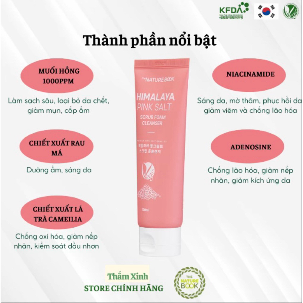Sữa Rửa Mặt Muối Hồng Himalaya Nature Book Ngăn Ngừa Mụn, Làm Sáng Da Dưỡng Ẩm Da 120g Skincare Nữ
