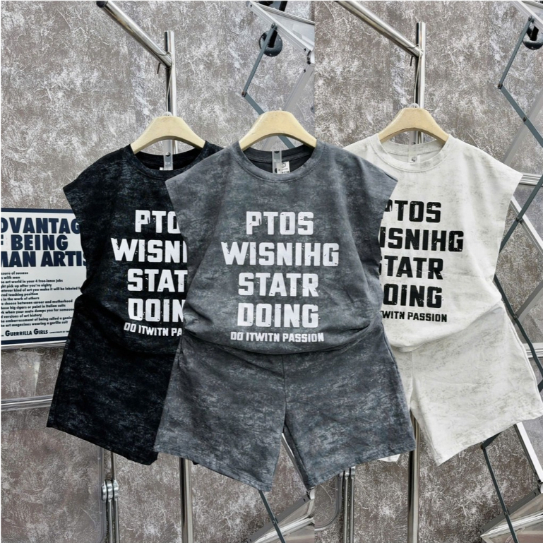 Bộ quần áo sát nách Cho Bé Trai PTOS 17-60kg Vải Cotton Mềm Mịn, Thấm Hút Tốt, size từ 17-60kg  [KB08]
