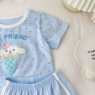 Bộ đồ bé gái bé trai 3-8 tuổi chất liệu cotton Lycra thoáng mát chữ thêu nổi hàng QC D1272