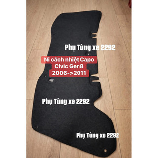 Nỉ cốp / nỉ capo Civic Gen8 2006-2007-2008-2009-2010-2011 nhé khách Tặng kèm chốt nhựa nỉ ca bô Honda Civic,cách nhiệt