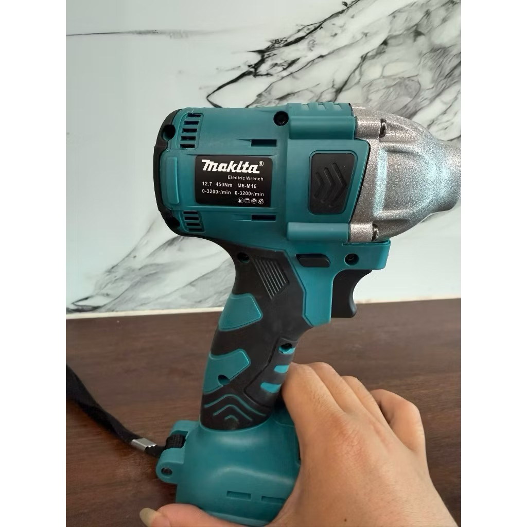 Thân Máy Siết Bulong MAKITA xanh 450Nm, động cơ lõi đồng không chổi than chân pin thông dụng 4cm, đầu 2 in1