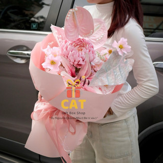 Hoa Lụa Màu Hồng Cao Cấp – Bó Hoa Hồng Pastel Tặng 8/3, Sinh Nhật, Valentine, Quà Tặng, Bạn Gái, Hoa lụa cao cấp bền lâu