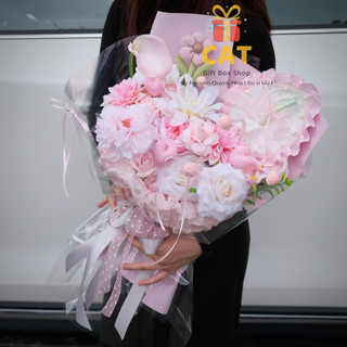 Hoa Lụa Màu Hồng Cao Cấp – Bó Hoa Hồng Pastel Tặng 8/3, Sinh Nhật, Valentine, Quà Tặng, Bạn Gái, Hoa lụa cao cấp bền lâu
