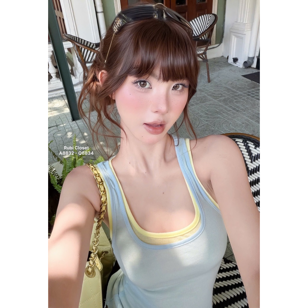 Áo ba lỗ rách phối màu