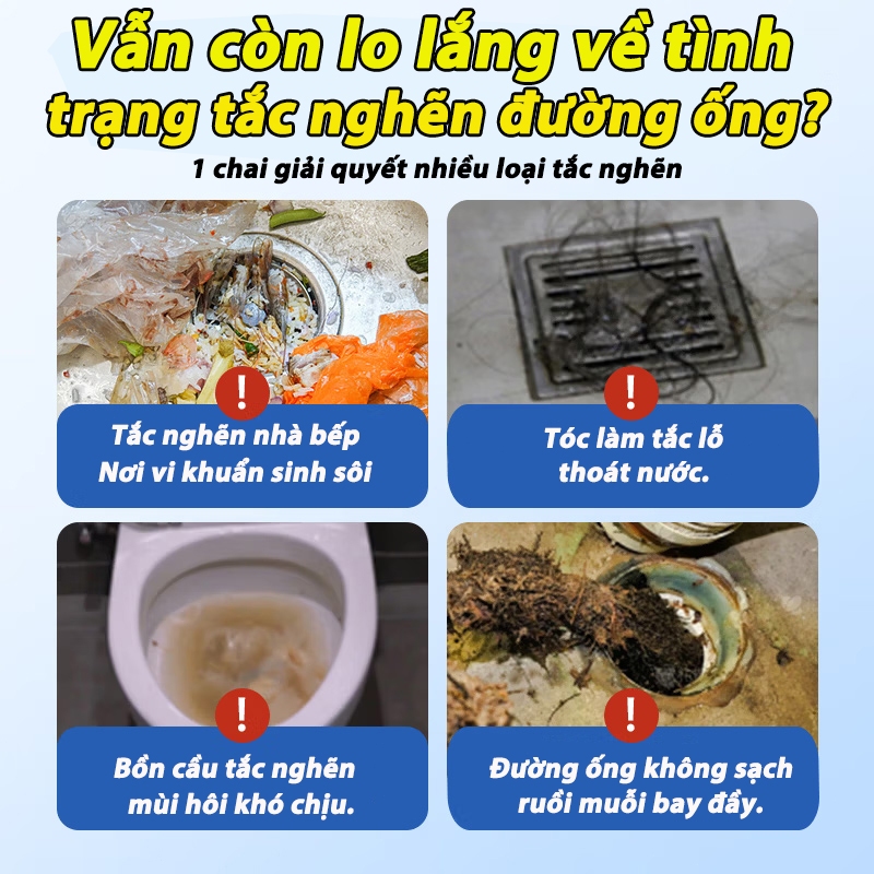 Dung dịch thông tắc siêu tốc-Phù hợp ống bếp, bồn rửa, bồn cầu – An toàn mọi ống