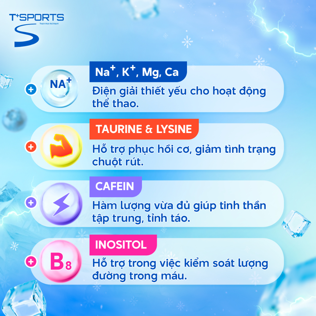 [TẶNG HỘP 5 GÓI] COMBO 40 Gói Bột Điện Giải T+SPORTS 17,6 CALO Bù Muối Khoáng, Tăng Sức Bền