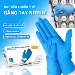 Găng Tay Cao Su Đen/Trắng/Xanh Nitrile,Có Nhám Đầu Ngón Tay,Cao Su Thiên Nhiên Cao Cấp