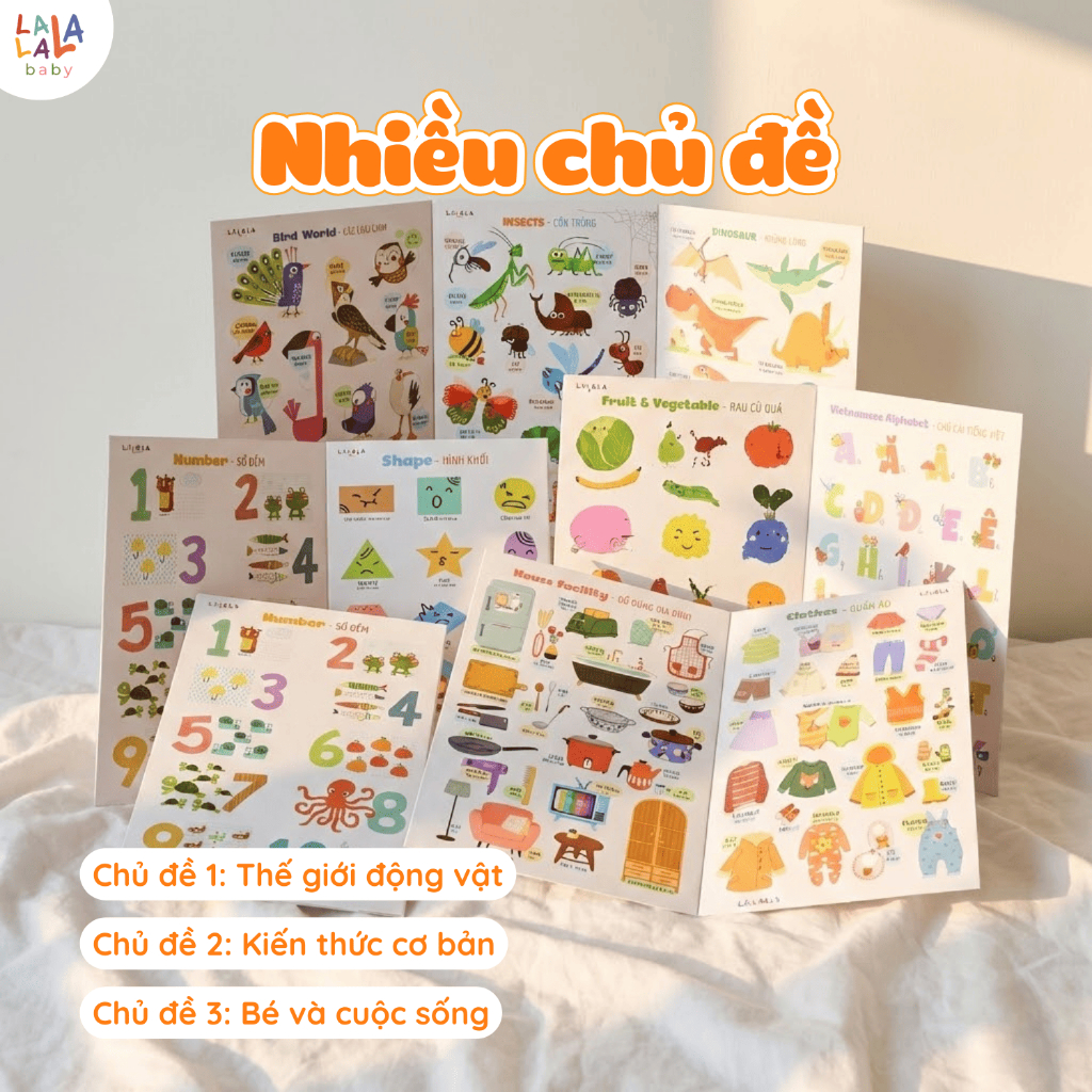 [MUA 3TẶNG TÔ MÀU] Bảng giáo dục chữ cái cho bé Tiếng Anh Bảng gấp thông thái Lalala baby đồ chơi nhiều chủ đề thú vị